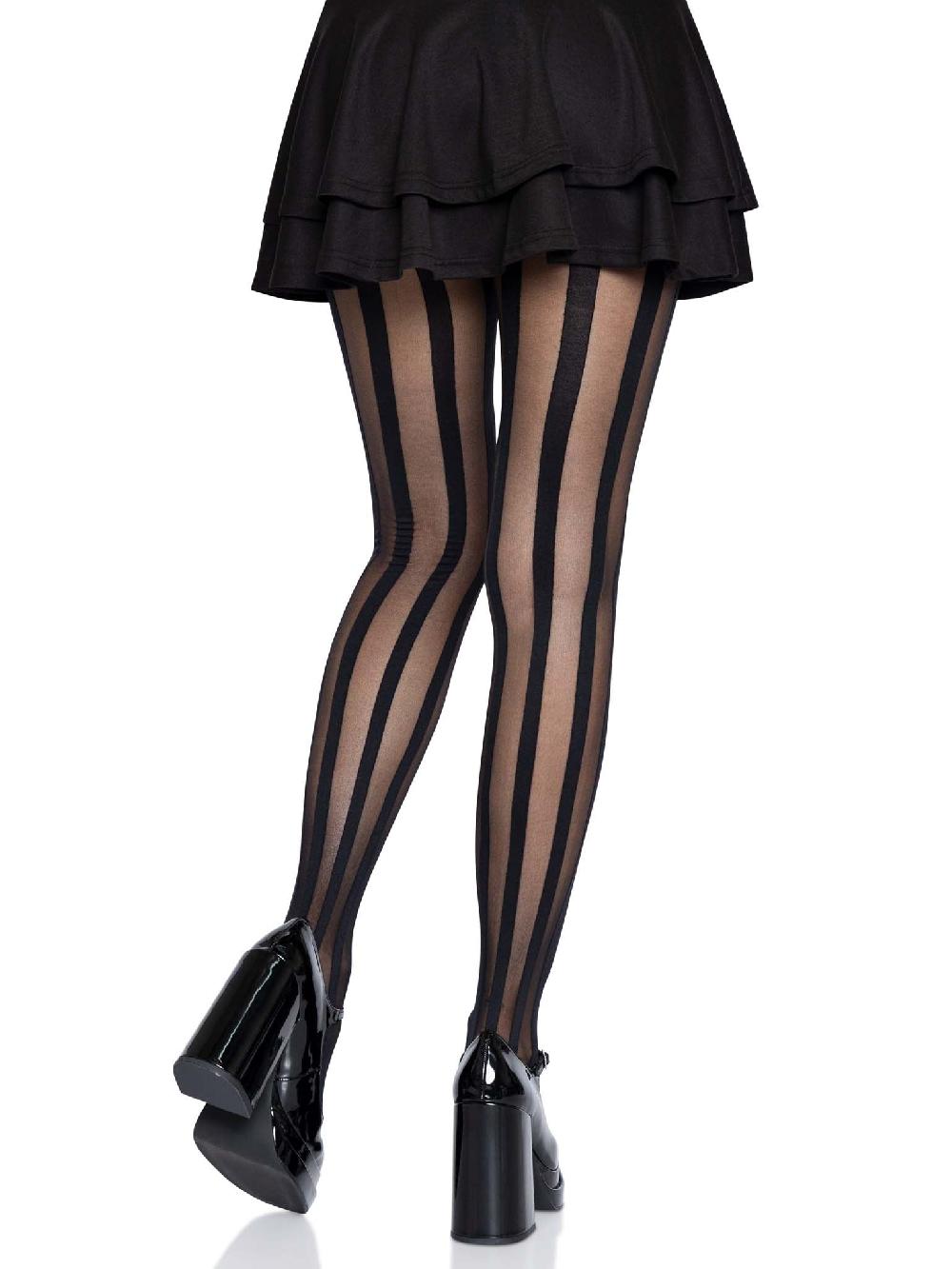 Leg Avenue Beck Vertical Striped Tights Black