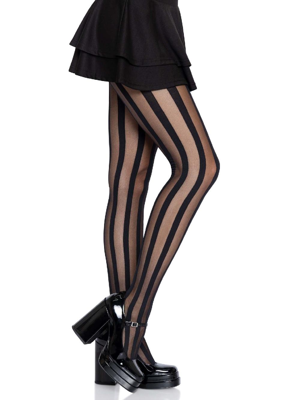 Leg Avenue Beck Vertical Striped Tights Black