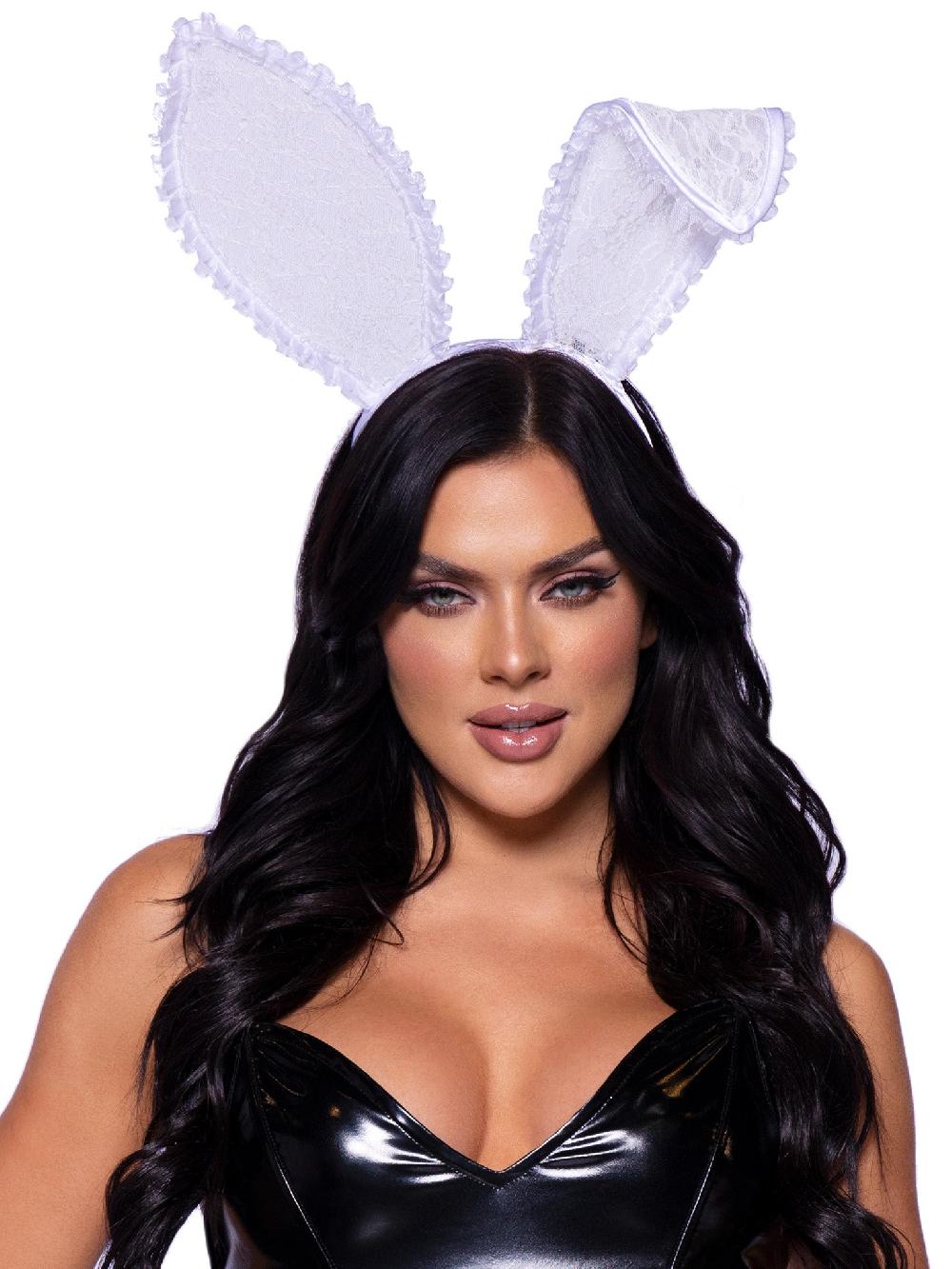 Leg Avenue Bendable Lace Bunny Ears Black
