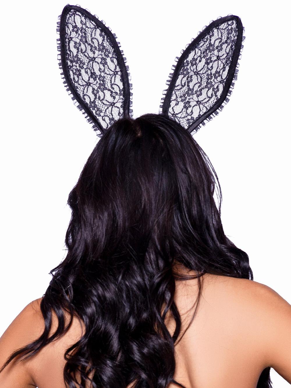 Leg Avenue Bendable Lace Bunny Ears Black
