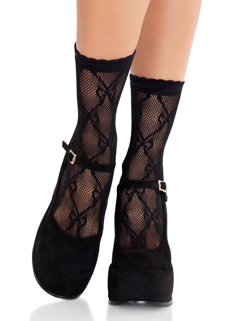 leg avenue Bow Babe Ankle Socks Black