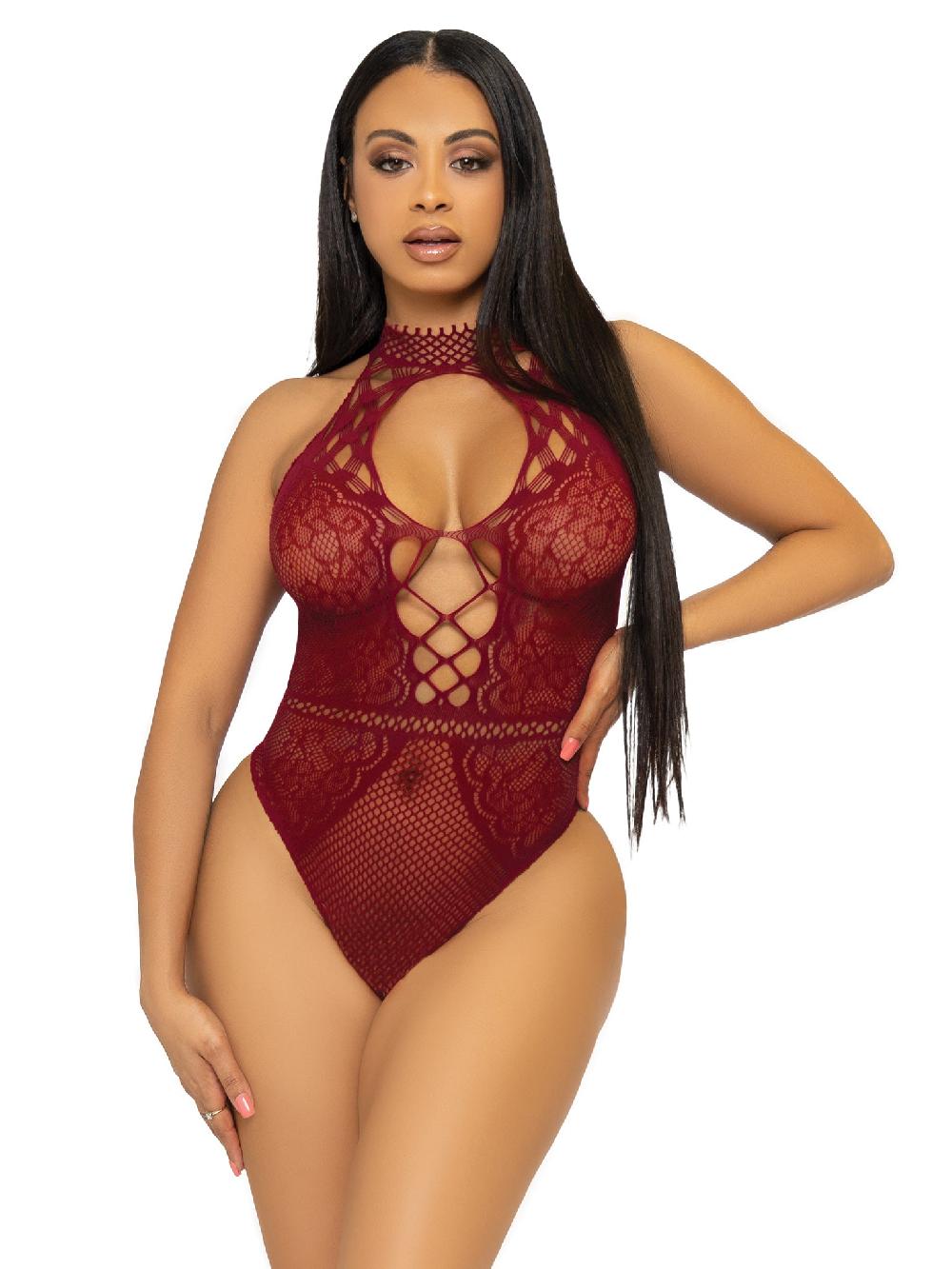 leg avenue Bring The Heat Lace Bodysuit Black