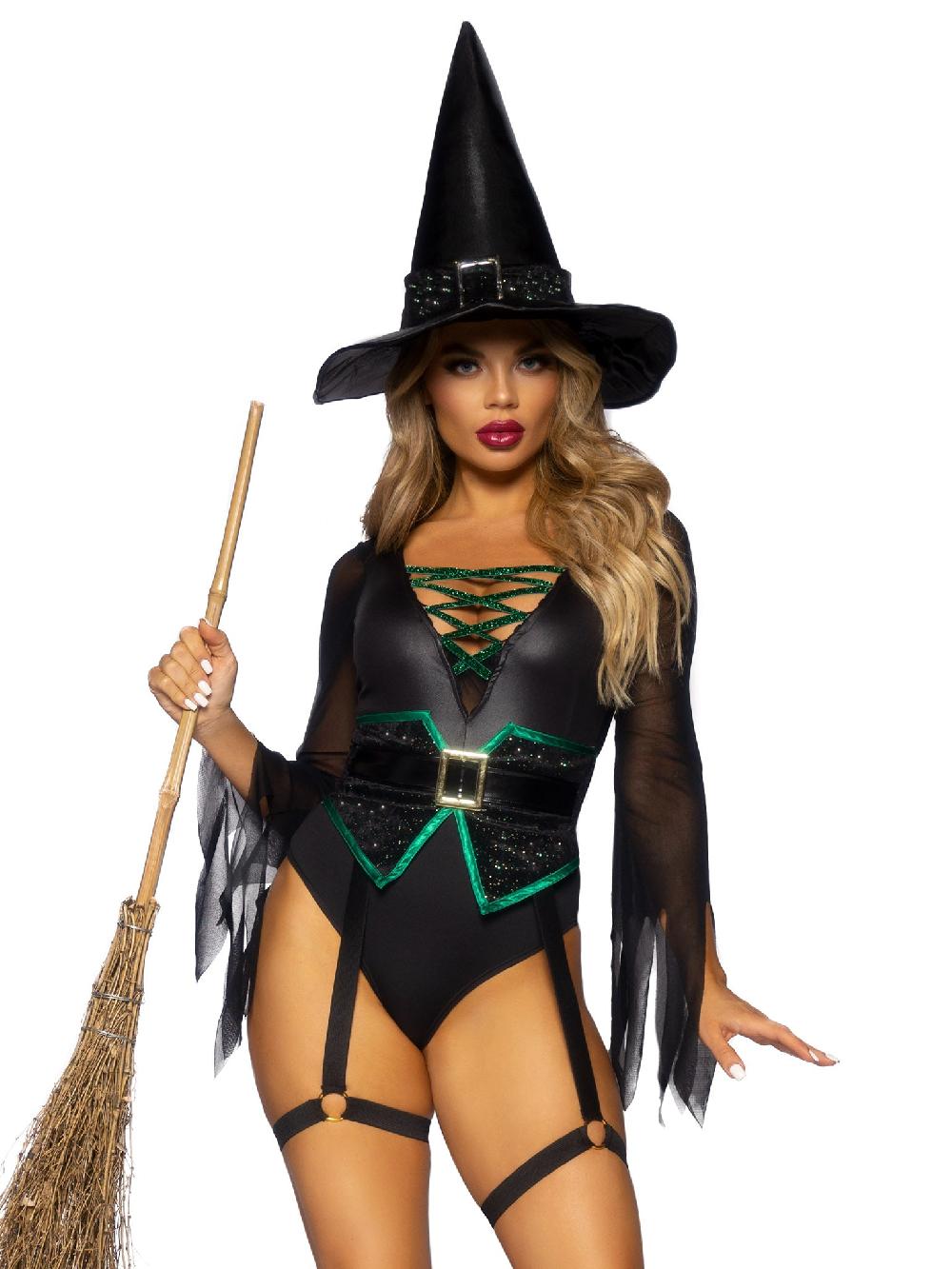 leg avenue Broomstick Babe Witch Costume Black