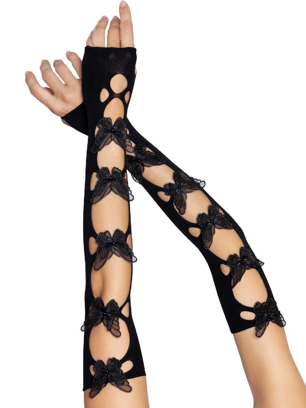 Leg Avenue Butterfly Cut Out Arm Warmers Black