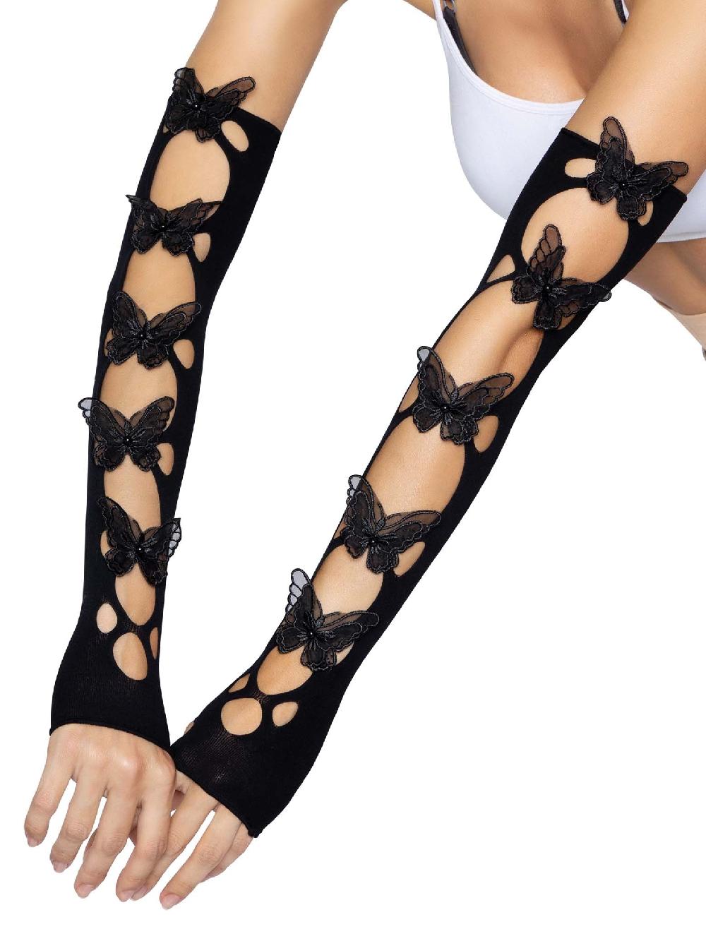 Leg Avenue Butterfly Cut Out Arm Warmers Black