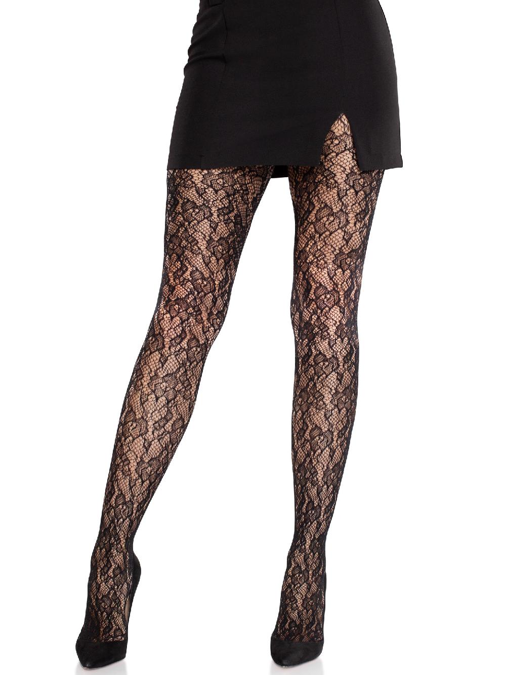 leg avenue Camellia Lace Tights Black