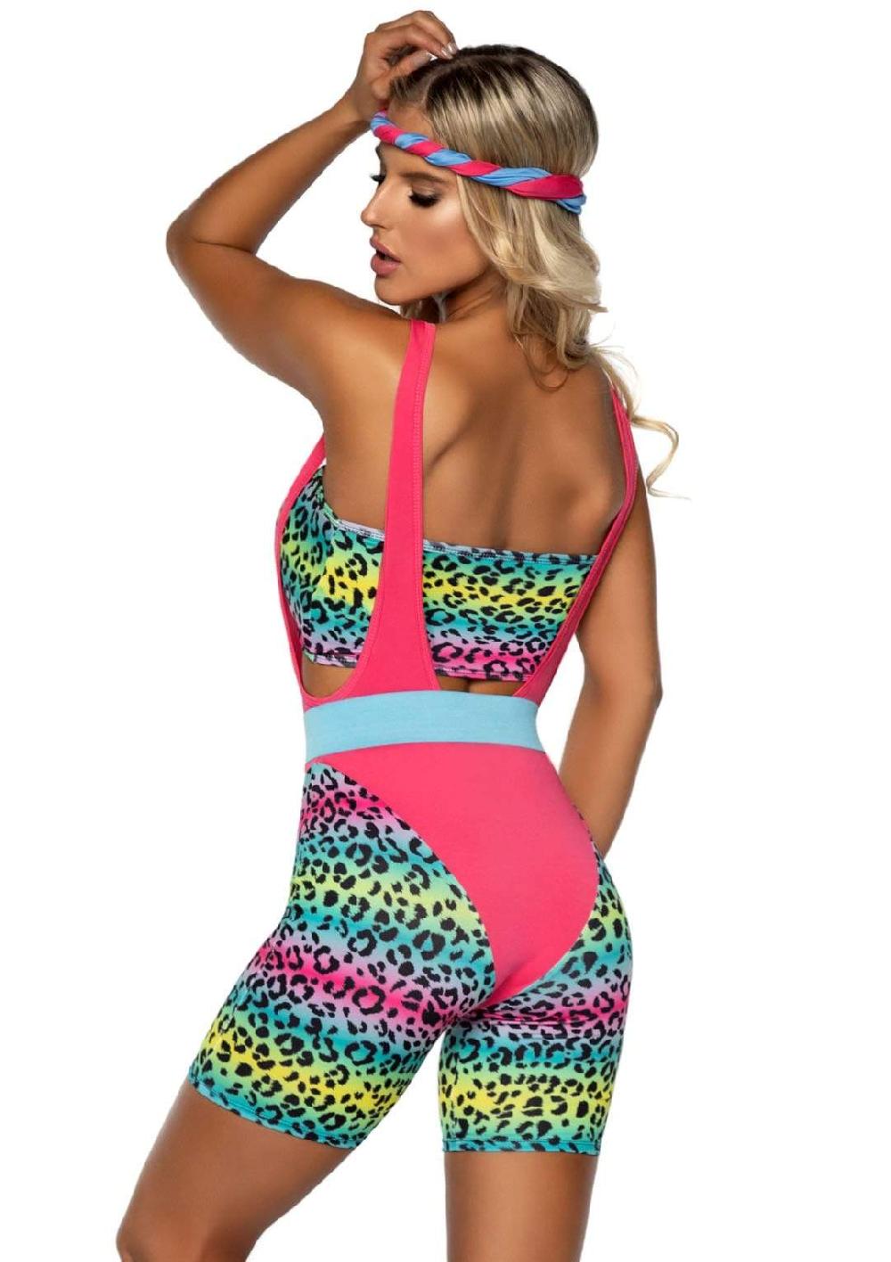 Leg Avenue Cardio Cutie 80's Costume Rainbow
