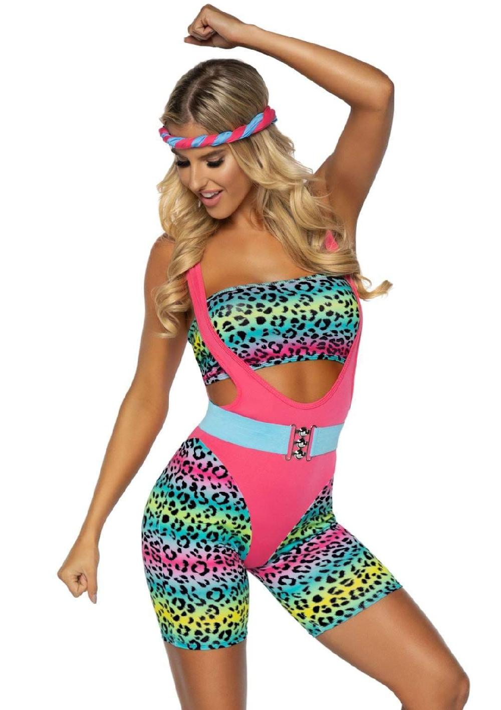 Leg Avenue Cardio Cutie 80's Costume Rainbow