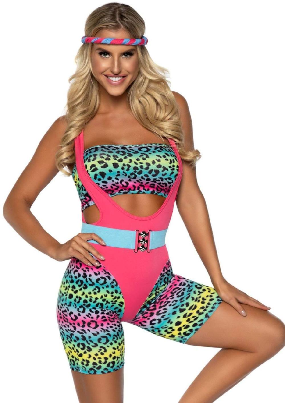 leg avenue Cardio Cutie 80's Costume Rainbow