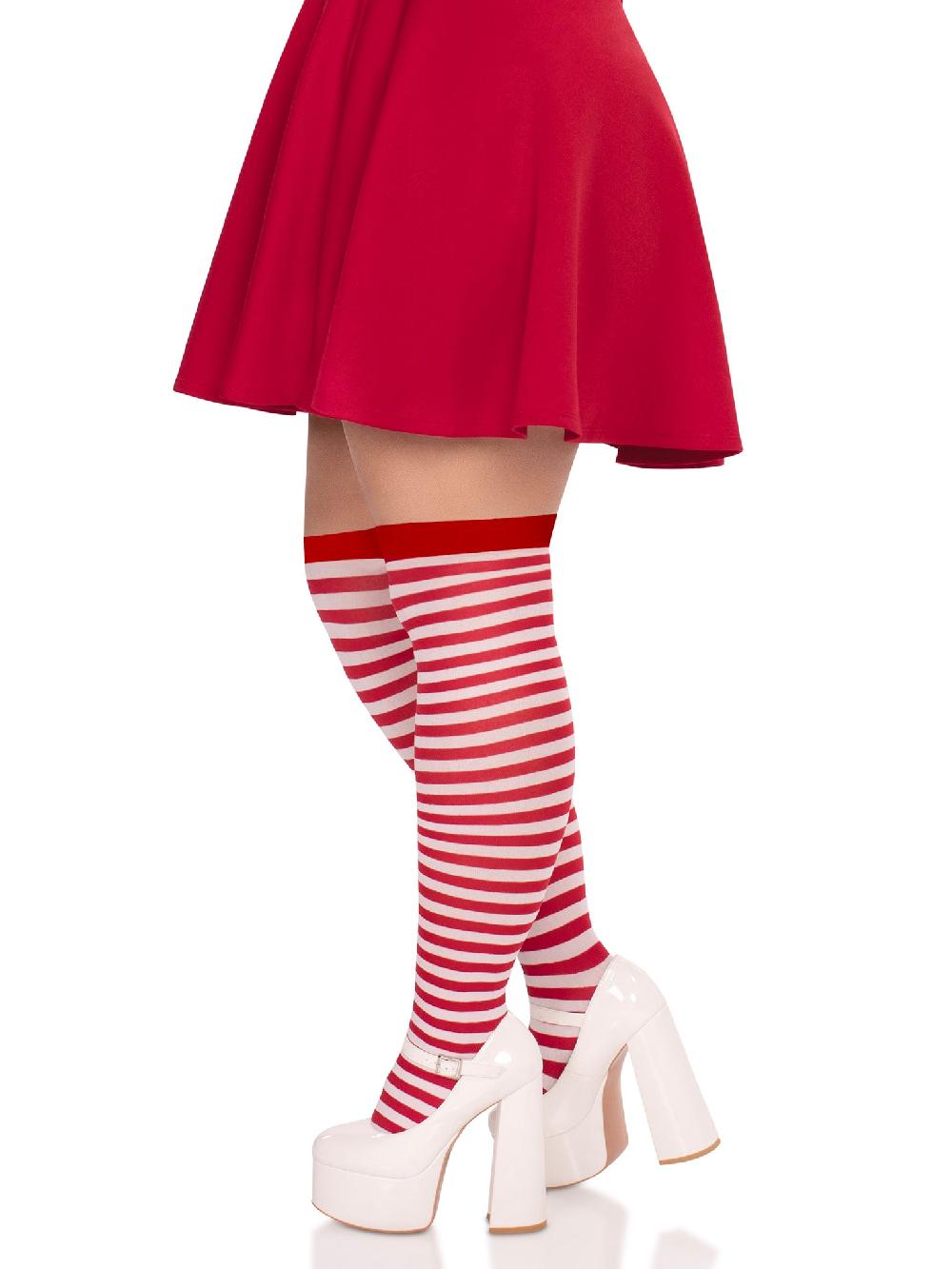 Leg Avenue Cari Plus Striped Stockings Black/White