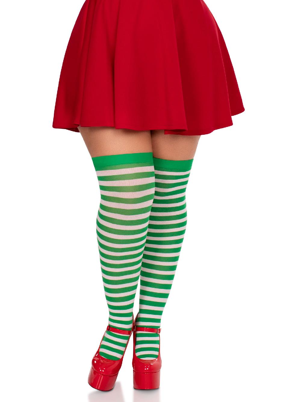 leg avenue Cari Plus Striped Stockings Black/White