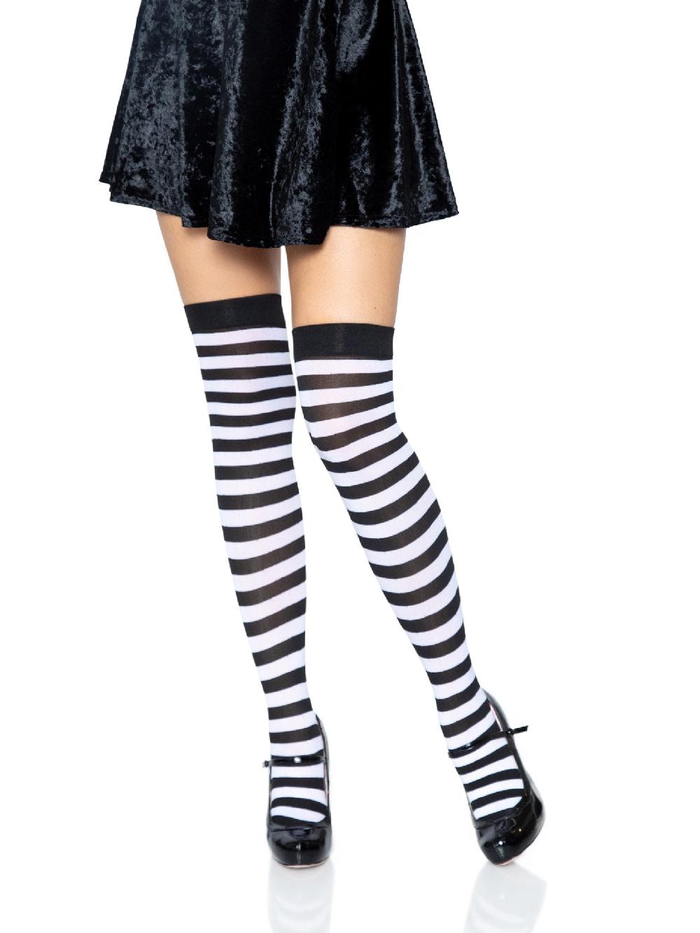 leg avenue Cari Striped Stockings Black/White