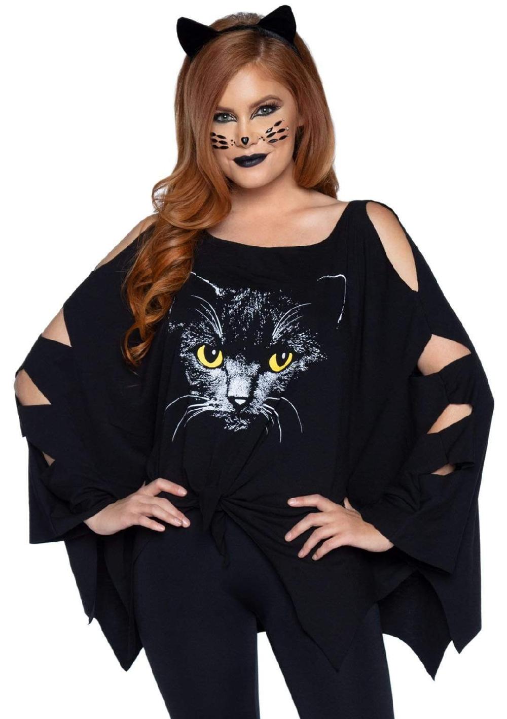 leg avenue Cat Costume Poncho Set Black