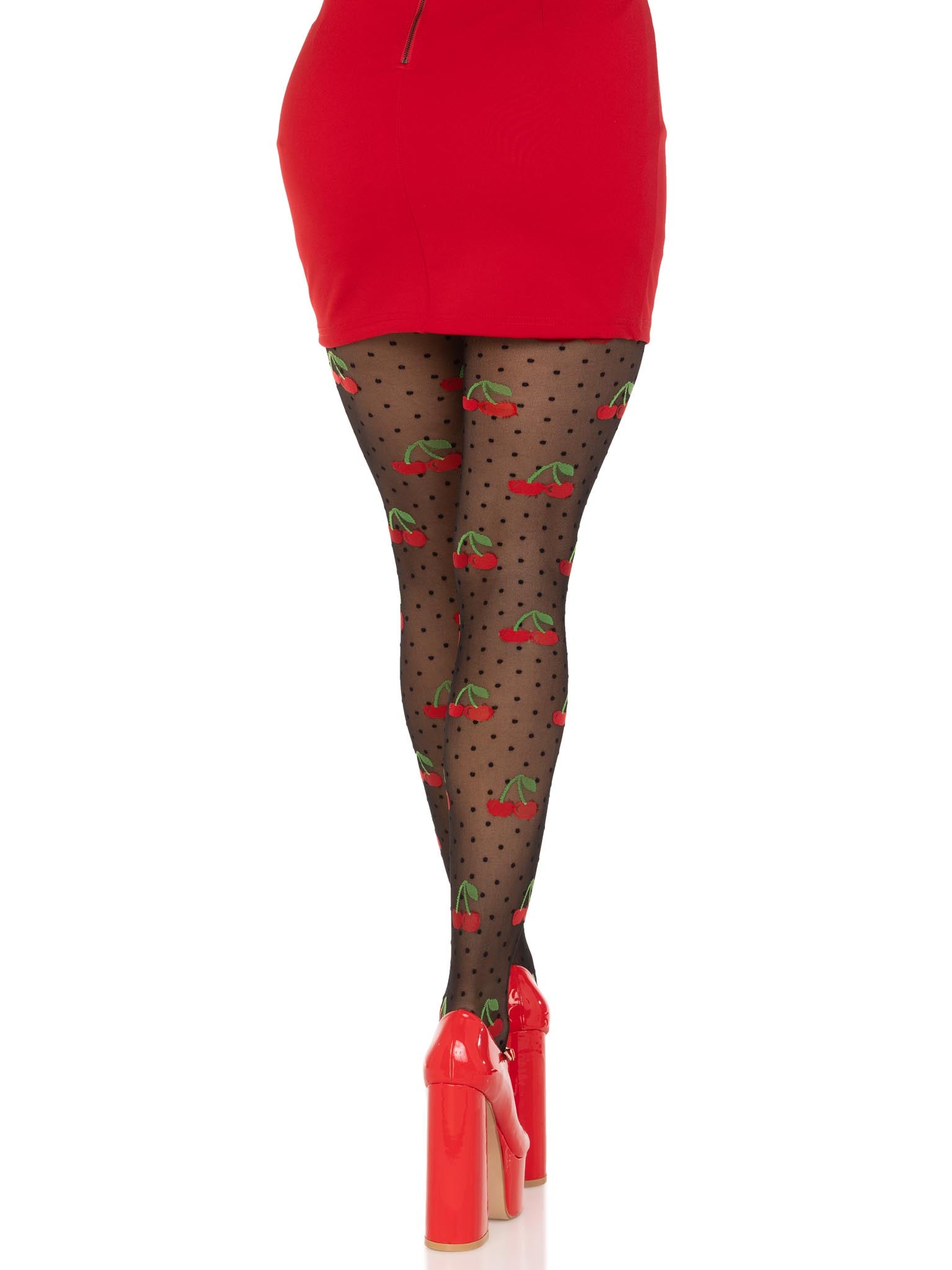 Leg Avenue Cherry Pie Dotted Tights Black