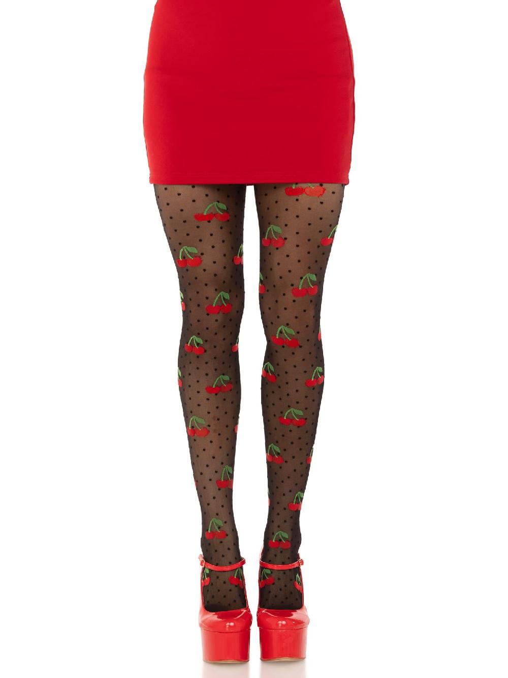 leg avenue Cherry Pie Dotted Tights Black