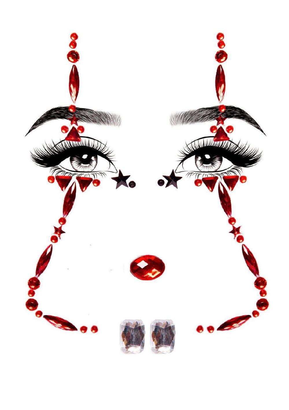 Leg Avenue Clown Rhinestone Stick-On Jewels Red