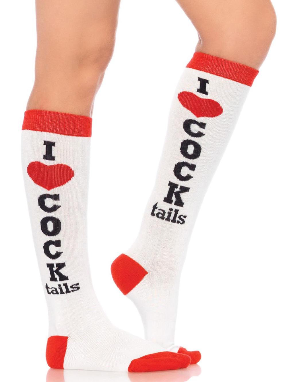 Leg Avenue Cocktails Knee High Socks White/Red