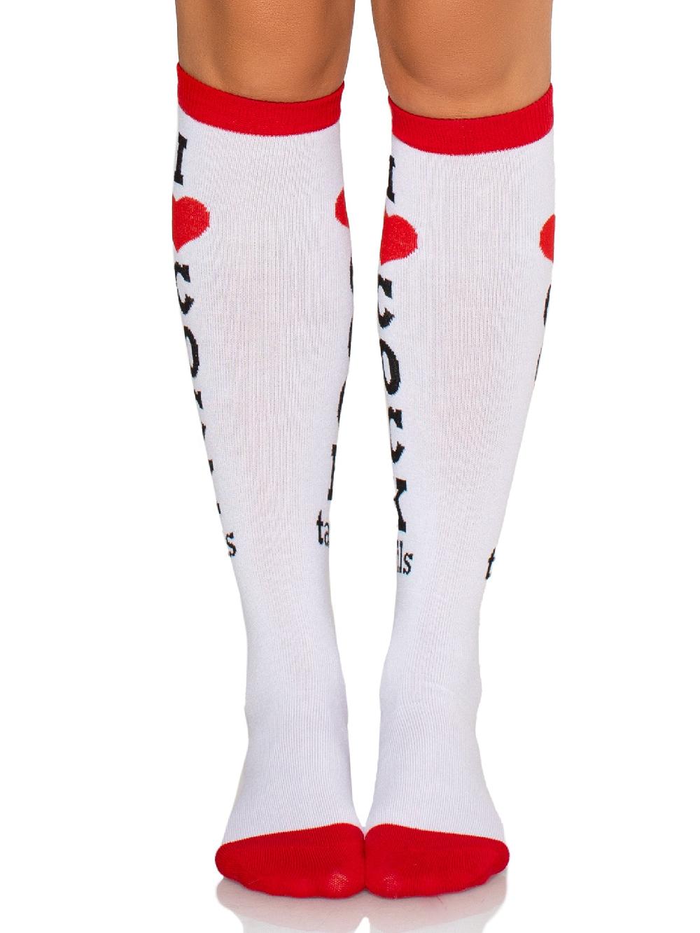 Leg Avenue Cocktails Knee High Socks White/Red