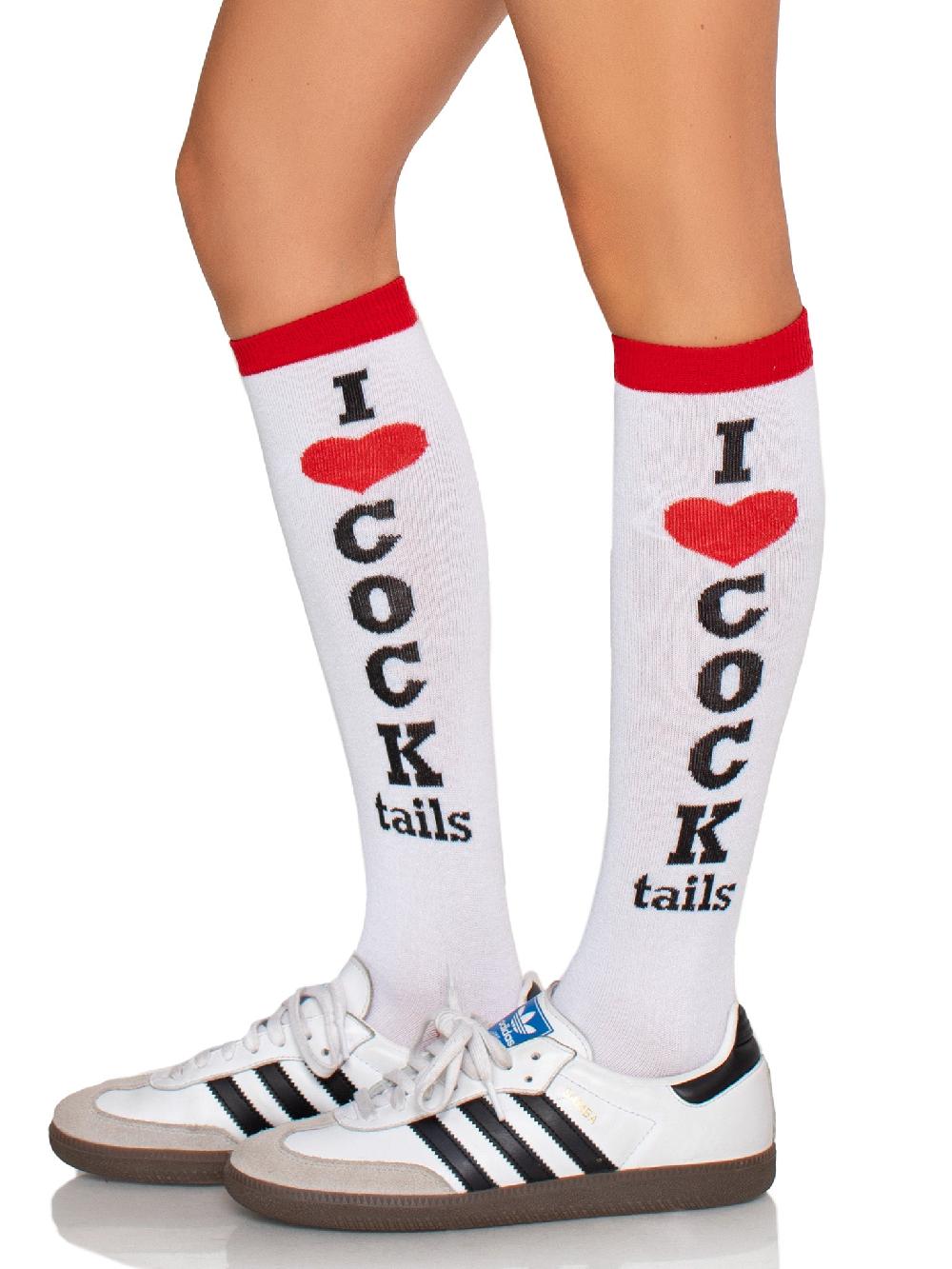 Leg Avenue Cocktails Knee High Socks White/Red