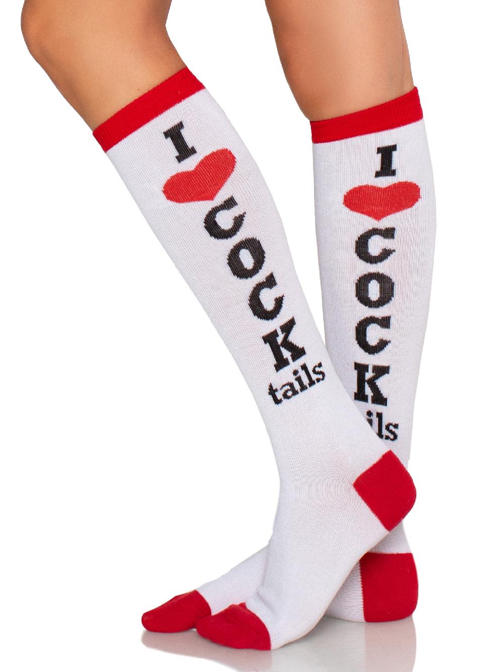 leg avenue Cocktails Knee High Socks White/Red