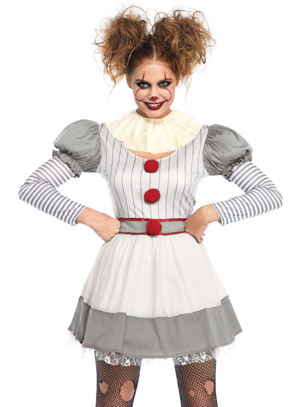 Leg Avenue Creepy Clown Costume Grey/Red