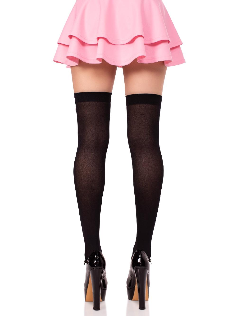 Leg Avenue Crossbone Opaque Thigh Highs Black/Pink
