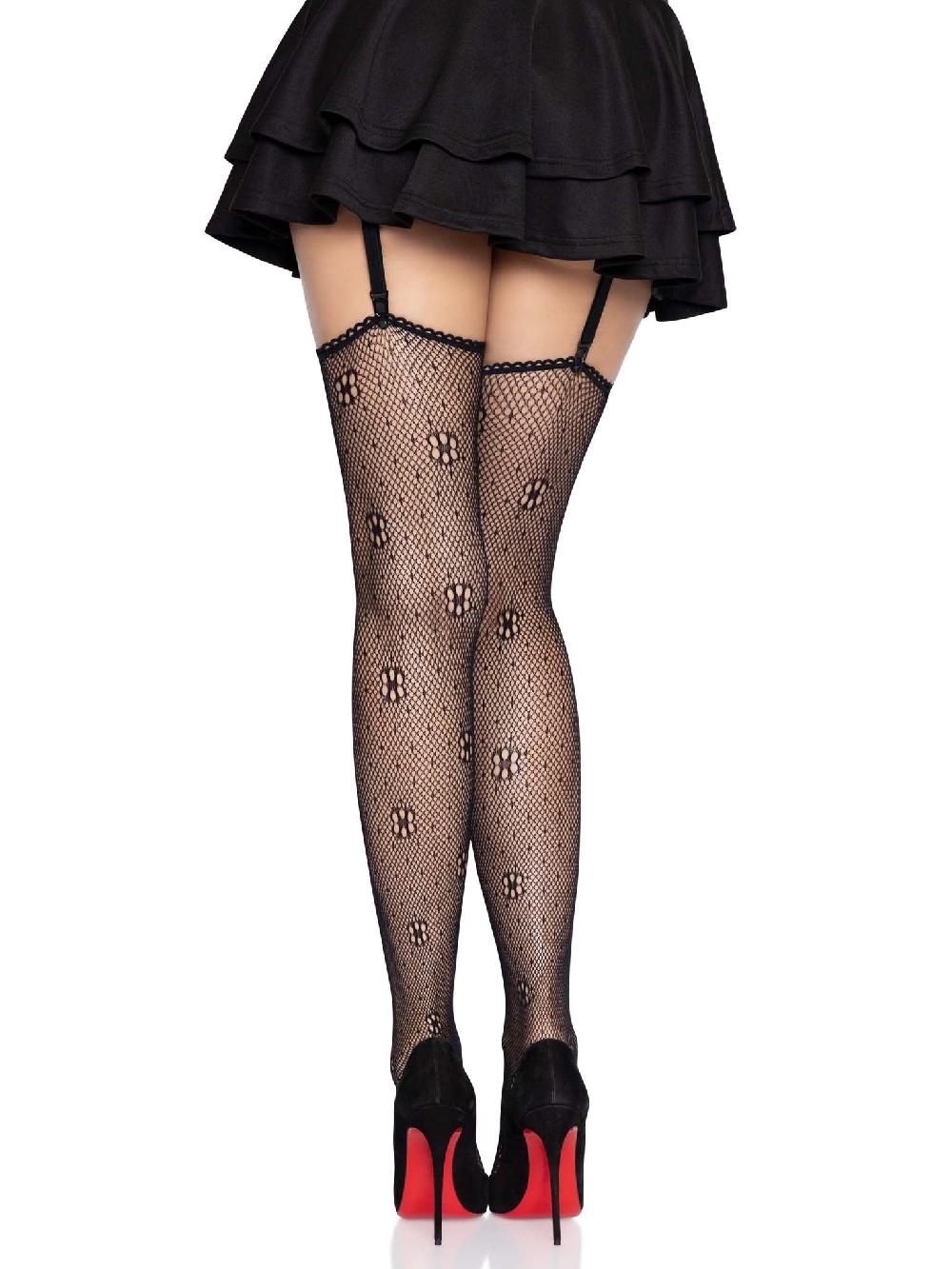 Leg Avenue Daisy Dot Fishnet Stockings Black