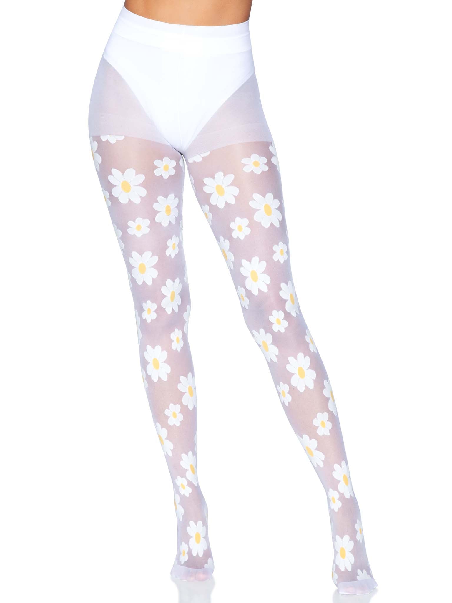 Leg Avenue Daisy Sheer Tights White