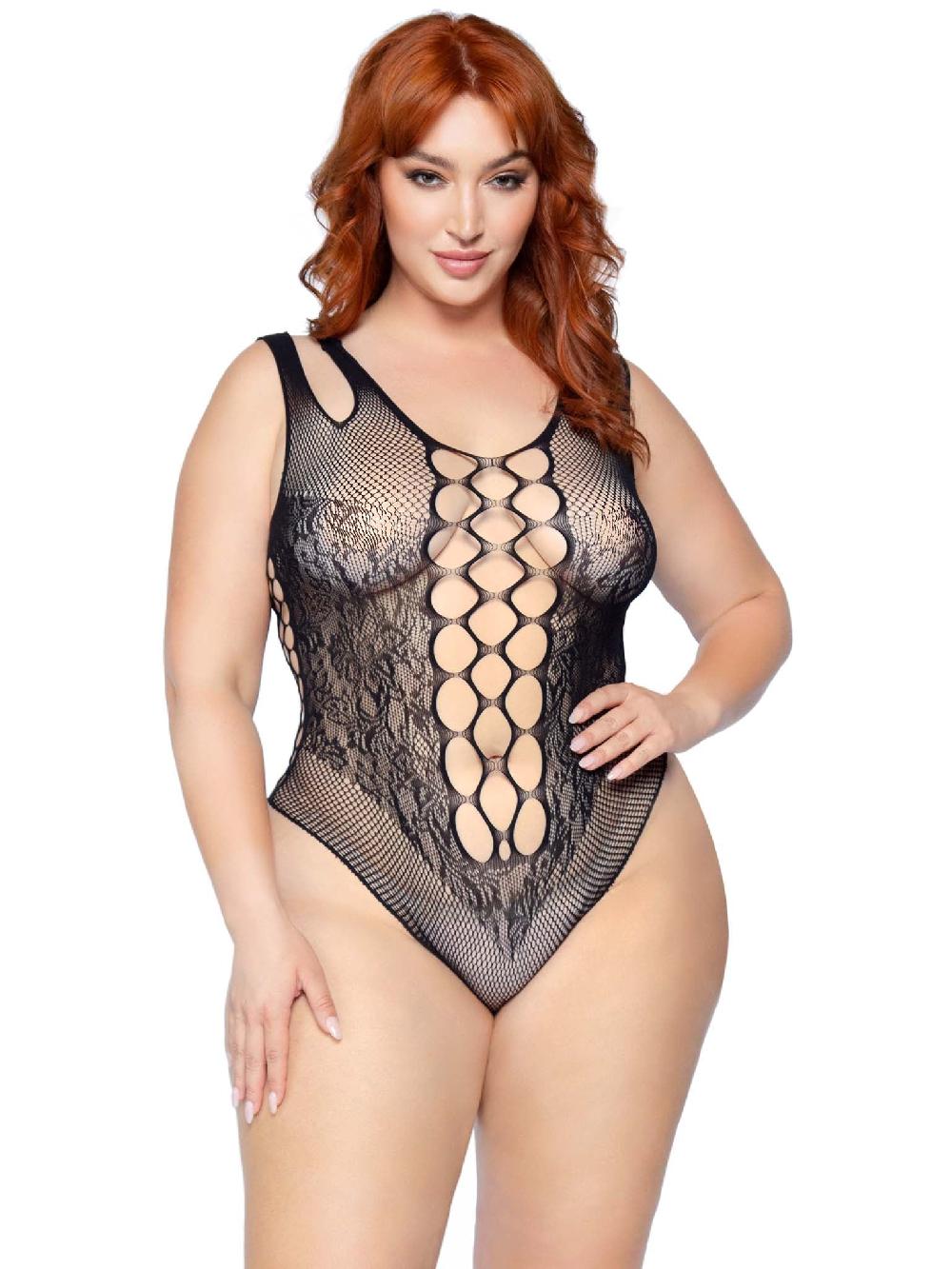 Leg Avenue Dangerous Curves Plus Bodysuit Black