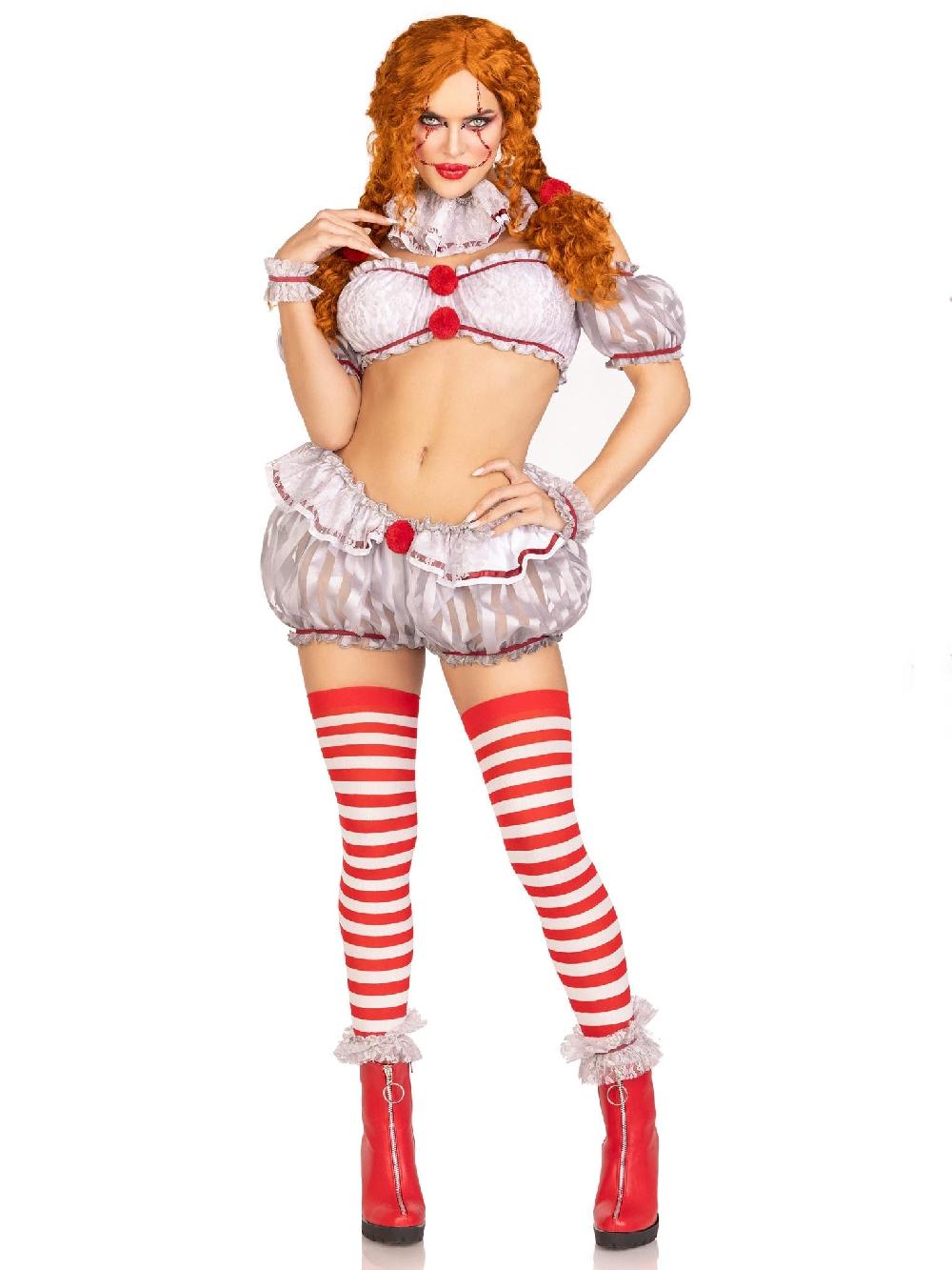 Leg Avenue Deadly Darling Clown Costume Grey/Red