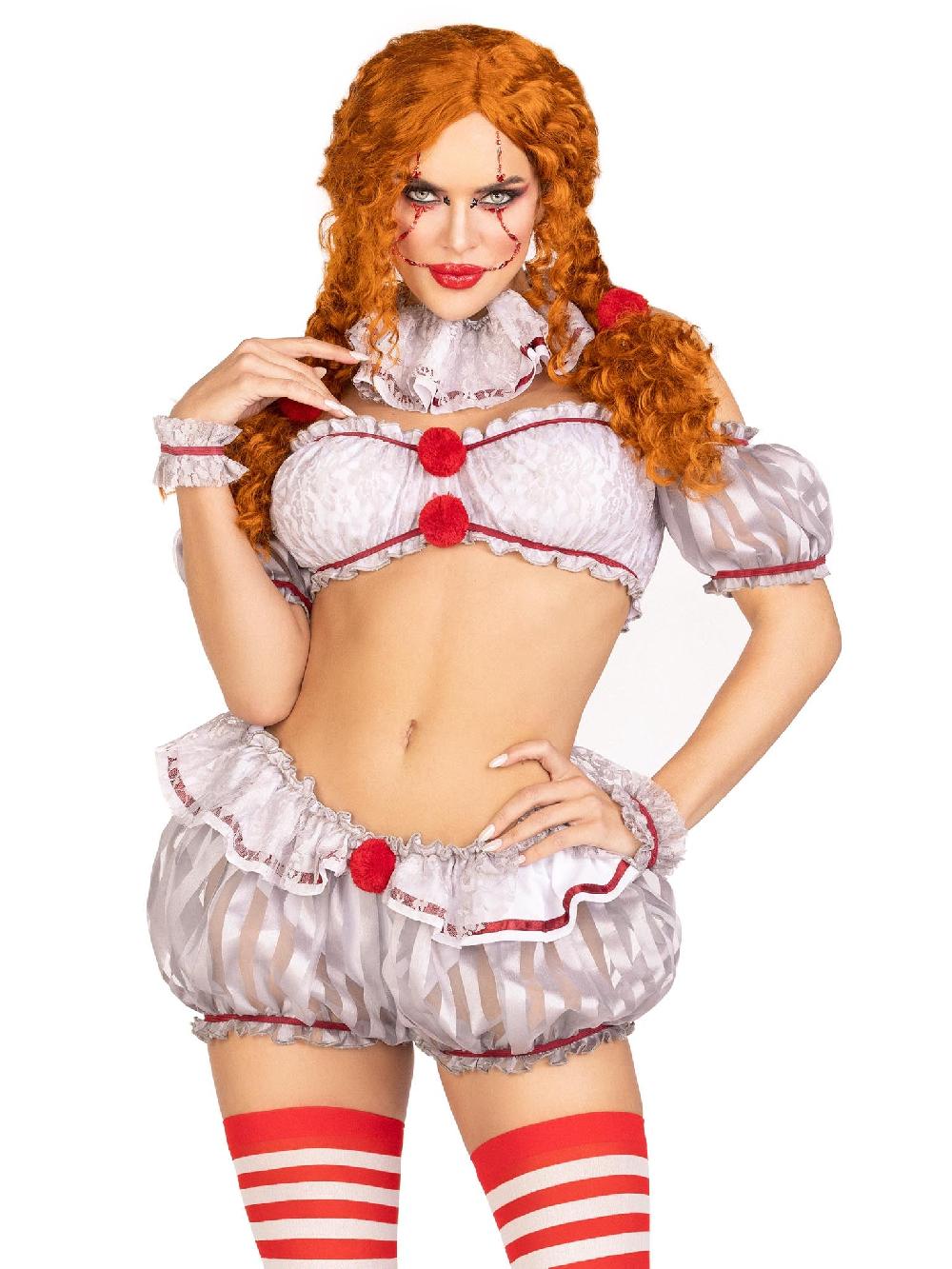 leg avenue Deadly Darling Clown Costume Grey/Red