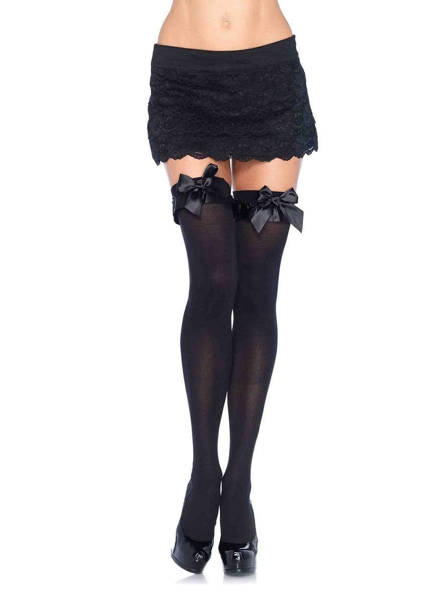 Leg Avenue Devi Stockings With Ruffle Bow Black
