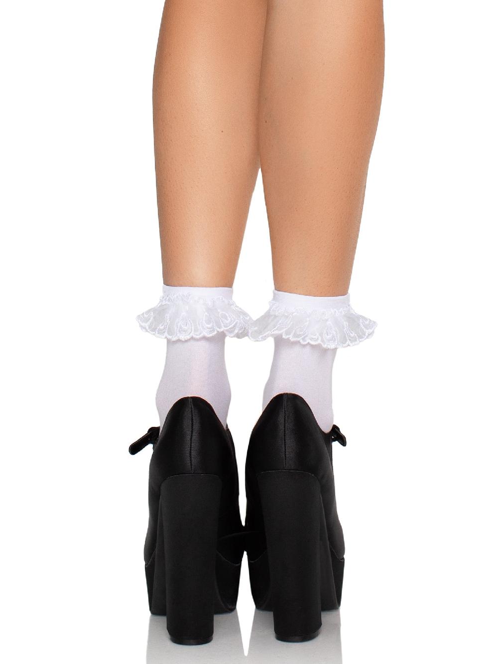 Leg Avenue Diem Lace Ruffle Anklet Socks Black