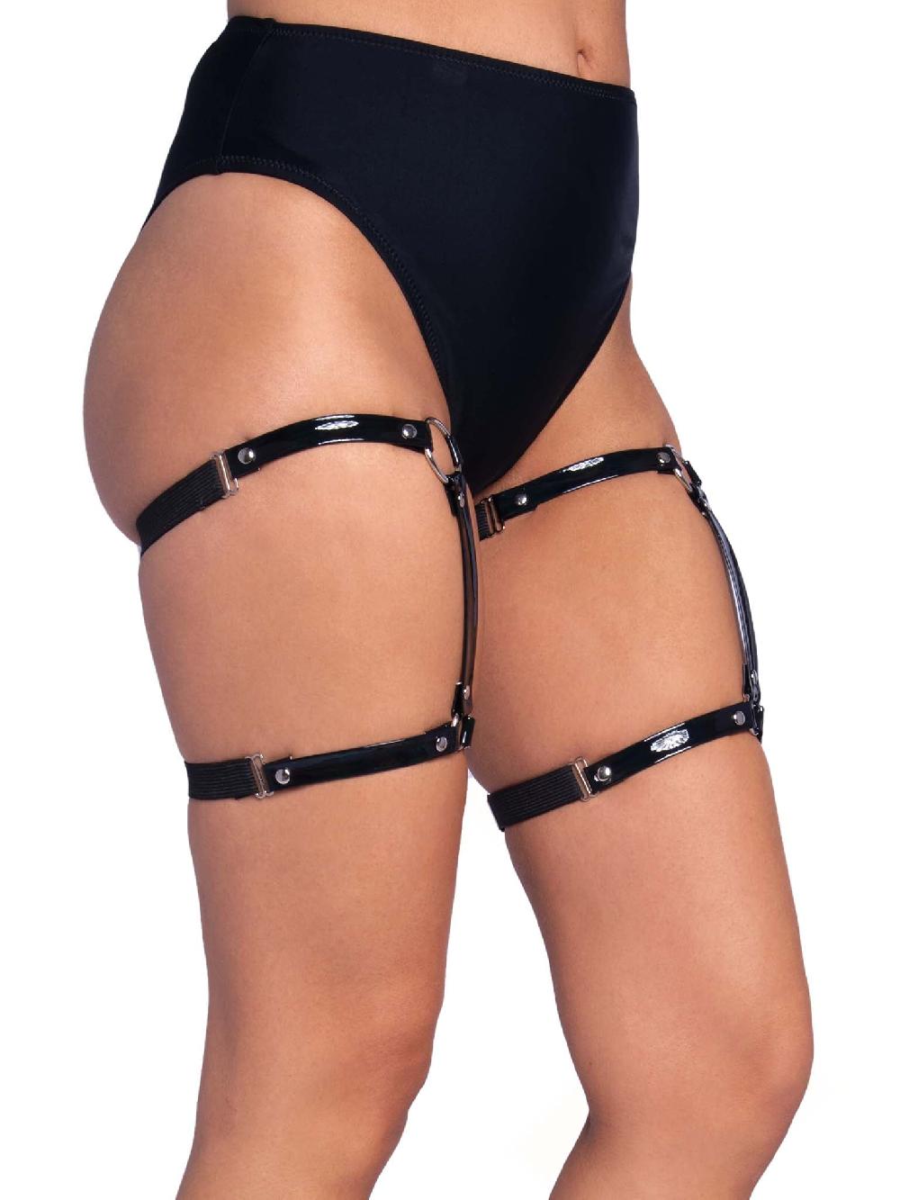 Leg Avenue Dual Strap Thigh Garters Black