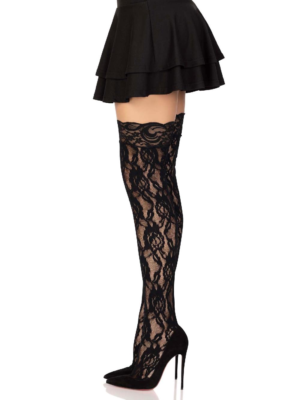 Leg Avenue Ella Rose Thigh High Stockings Black