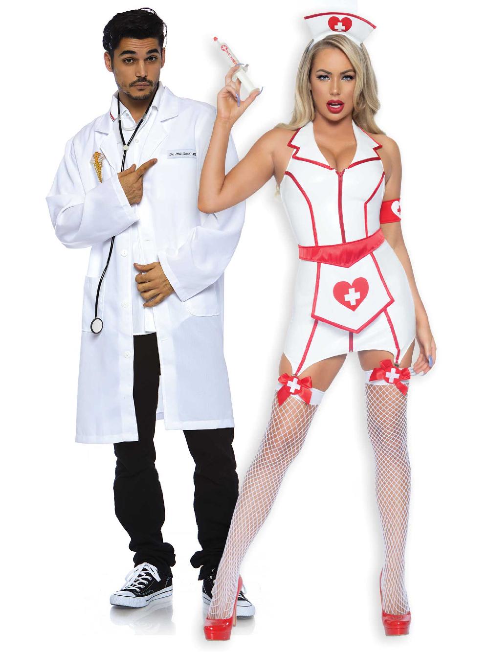 Leg Avenue ER Hottie Nurse Vinyl Costume White/Red