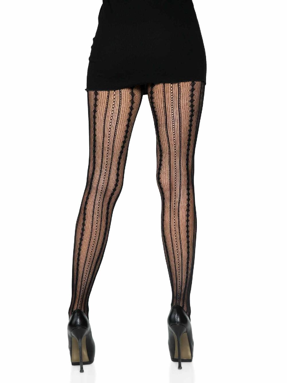 Leg Avenue Eve Vintage Pinstripe Net Tights Black