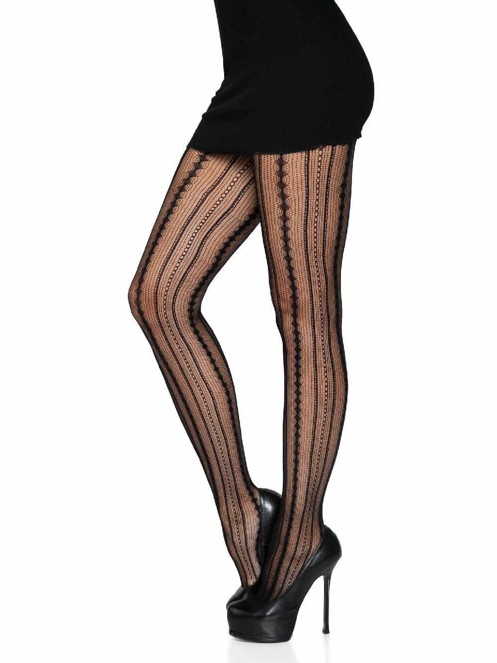 Leg Avenue Eve Vintage Pinstripe Net Tights Black