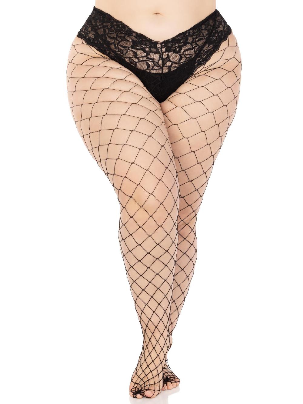 Leg Avenue Evie Plus Fence Net Tights Black