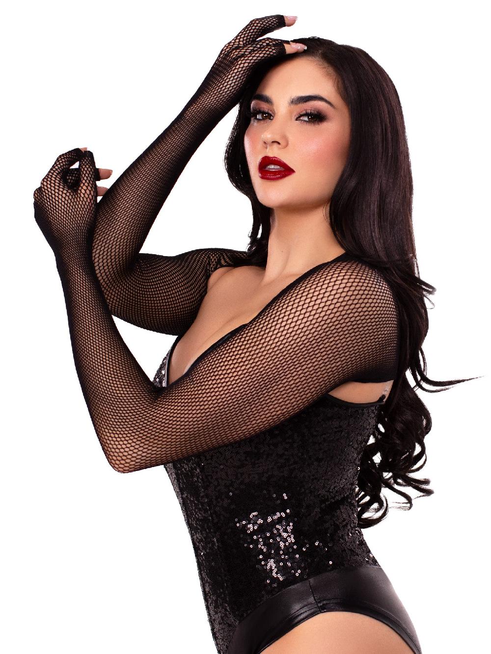 Leg Avenue Fishnet Fingerless Shrug Black