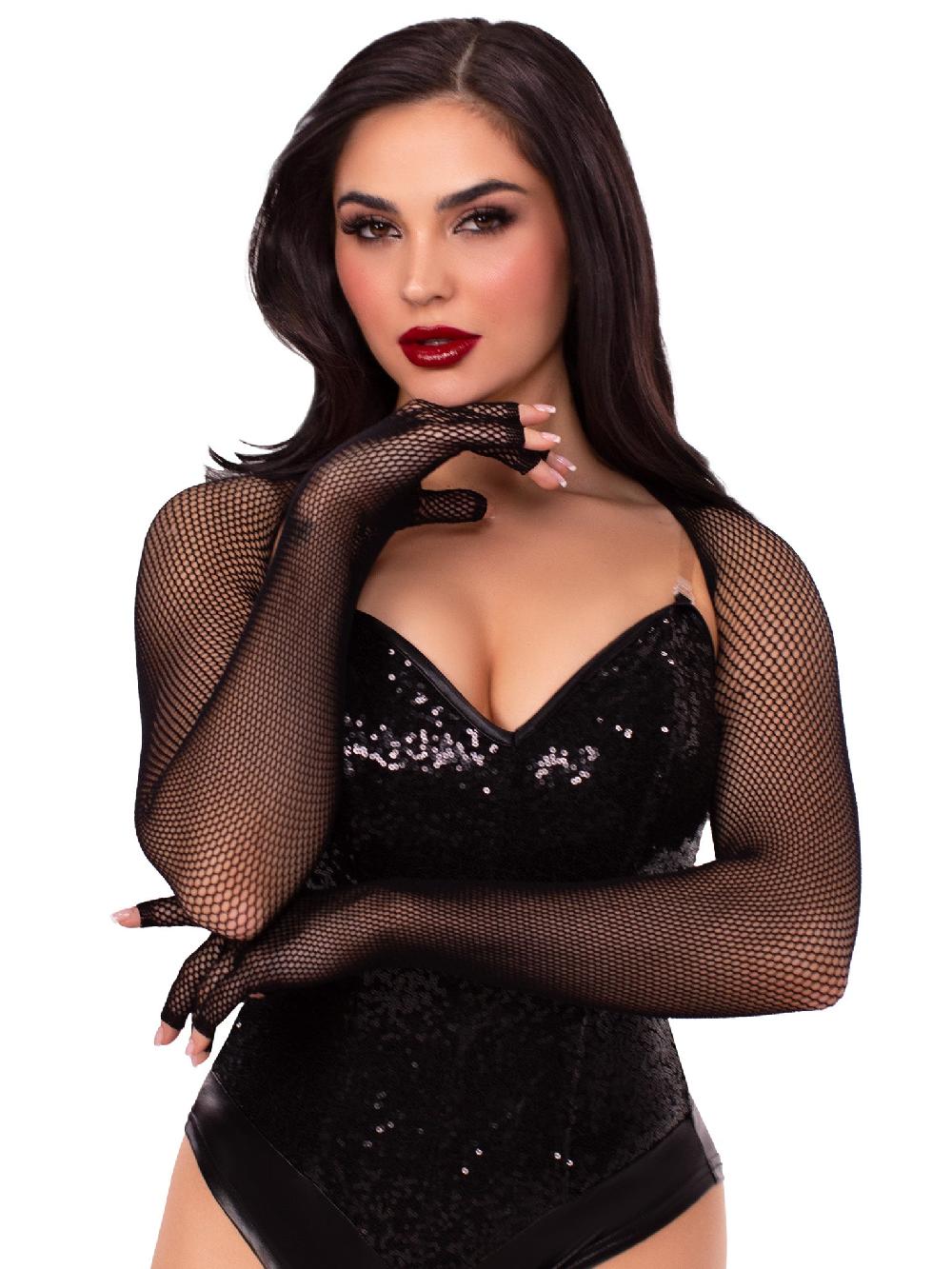 leg avenue Fishnet Fingerless Shrug Black