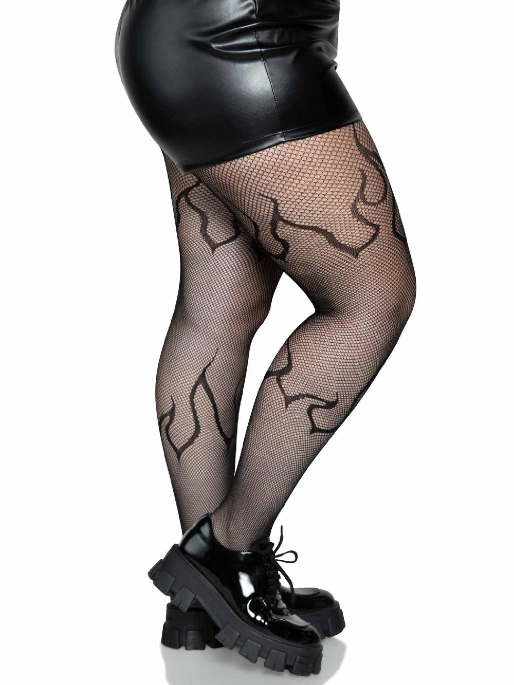 Leg Avenue Flame Plus Fishnet Tights Black