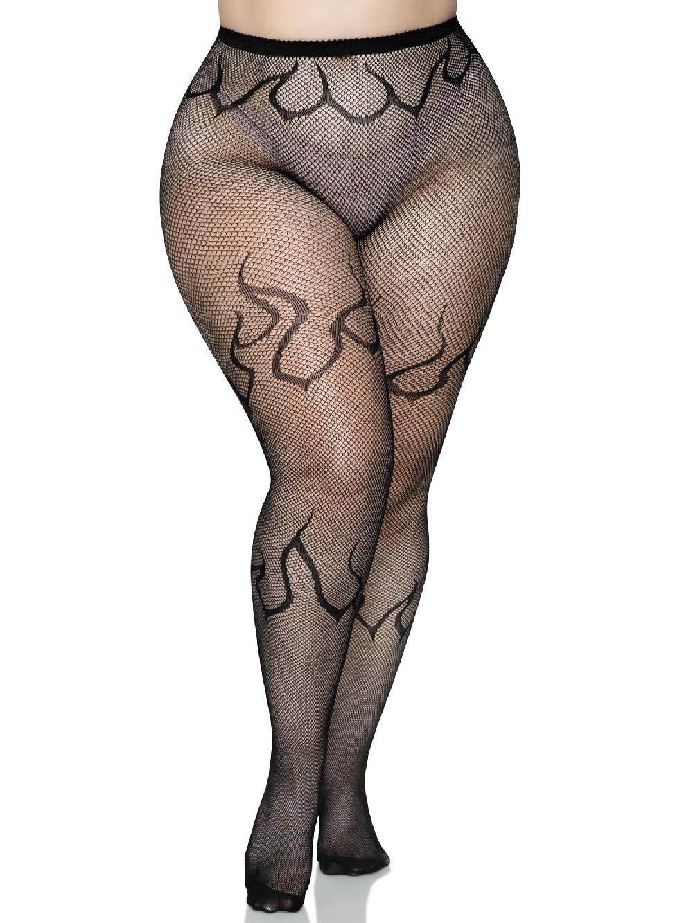 Leg Avenue Flame Plus Fishnet Tights Black