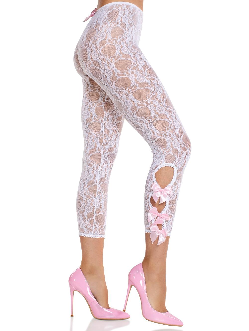Leg Avenue Flora Capri Footless Capri Tights White