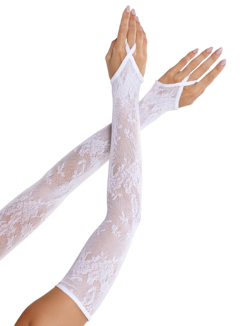 Leg Avenue Floral Net Arm Warmers Black