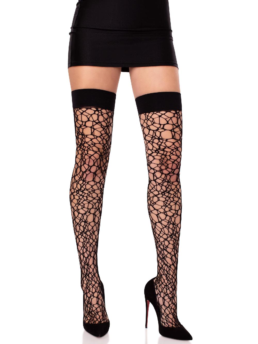 leg avenue Fractured Net Thigh Highs Black