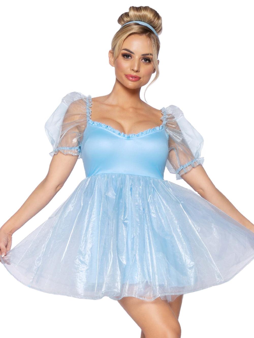 Leg Avenue Frosted Organza Babydoll Dress Pink