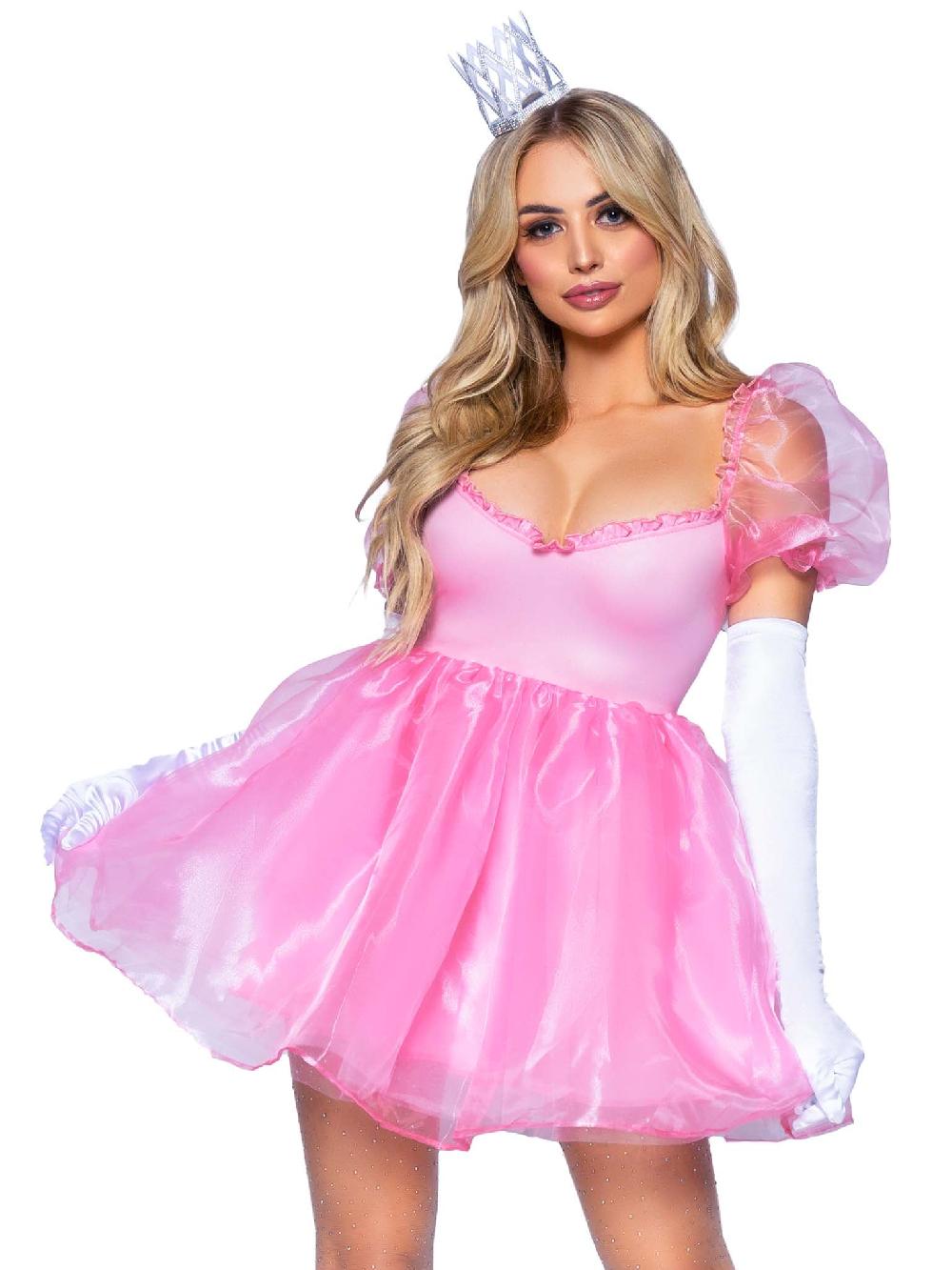 leg avenue Frosted Organza Babydoll Dress Pink