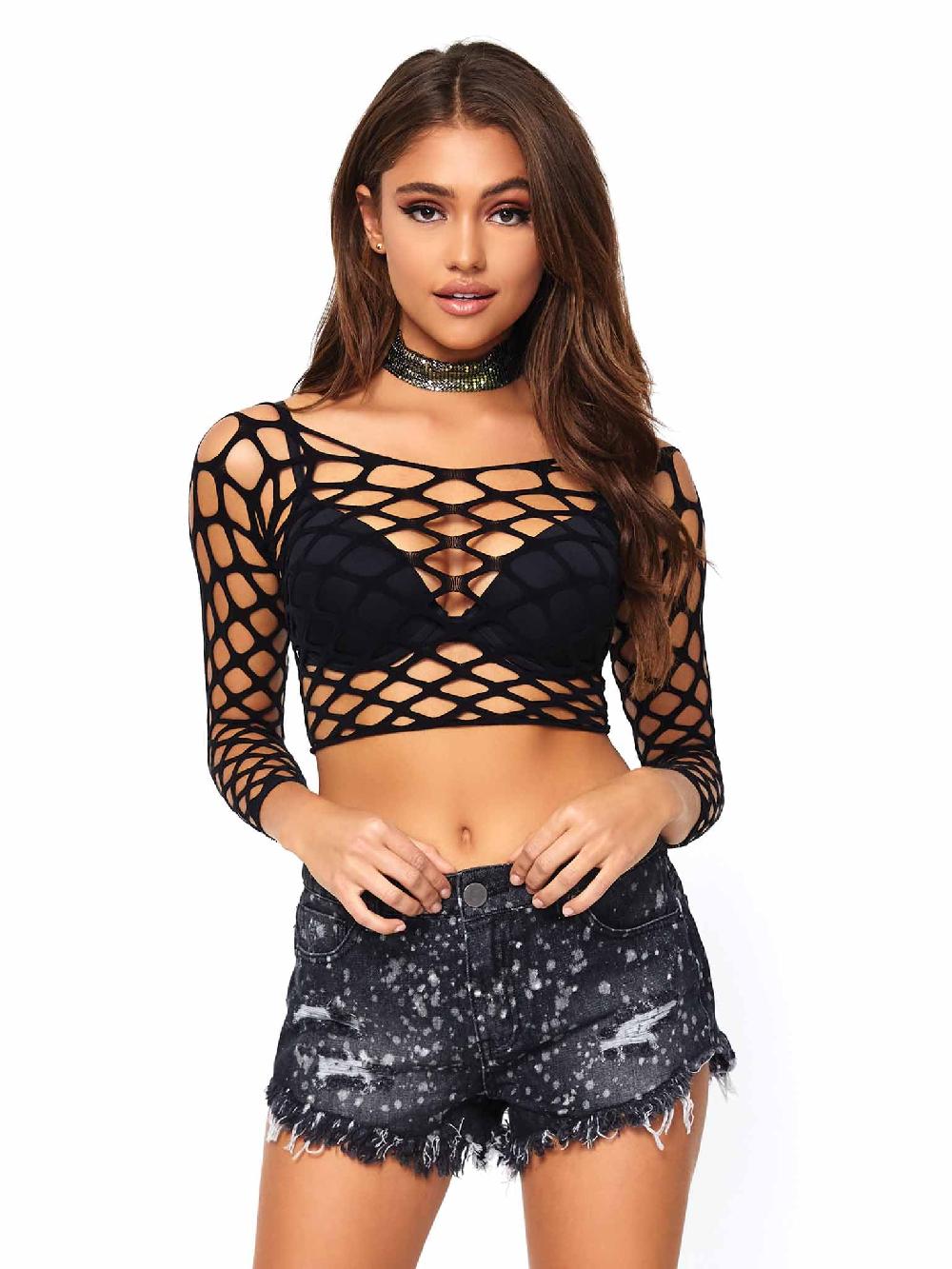 Leg Avenue Gimme More Net Crop Top Black