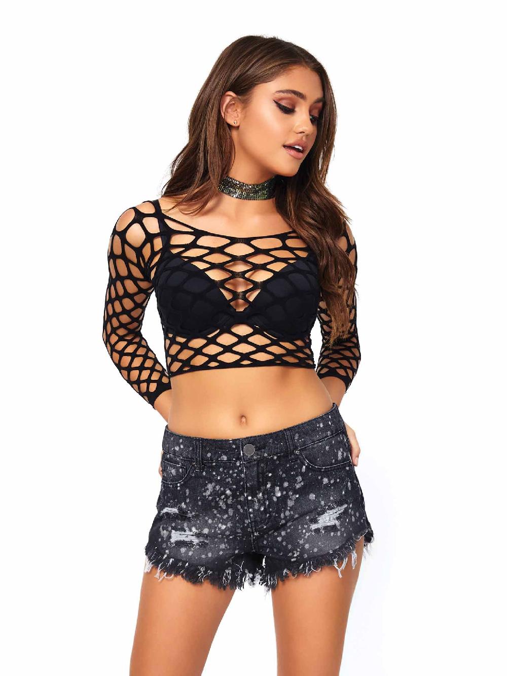 Leg Avenue Gimme More Net Crop Top Black